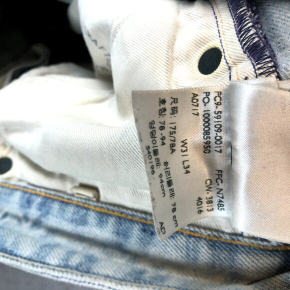 Levis Made & Crafted Size 31x34 Blue Tab Ruler Straight Light Wash Distressed - Picture 6 of 11